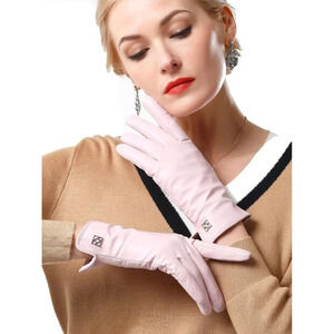 ❤️Women's Pink Italian Leather Gloves Lambskin  Winter Comfort Gloves